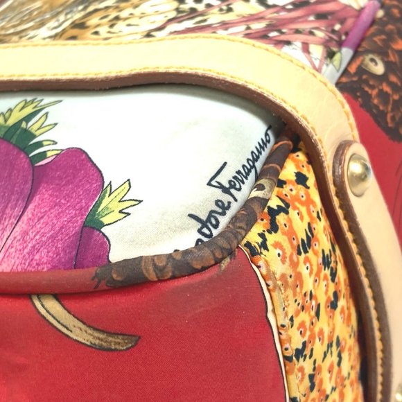 Salvatore Ferragamo Animal Print Tiger Handbag/Tote Bag Nylon Women's Multicolor